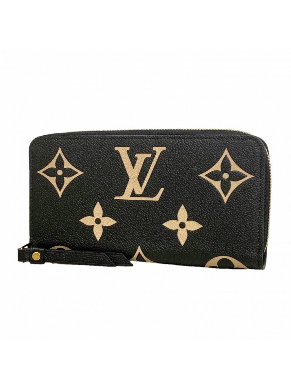 Louis Vuitton Wallet Monogram Empreinte Bicolor Zippy Black Beige